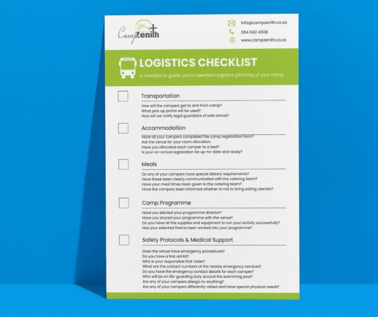 Camp Zenith Logistics Checklist