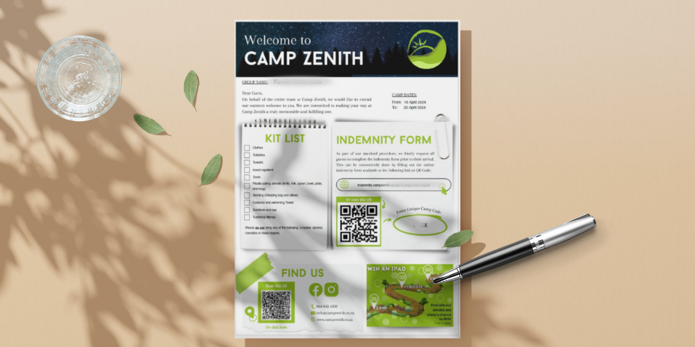 Camp Zenith Welcome Pack